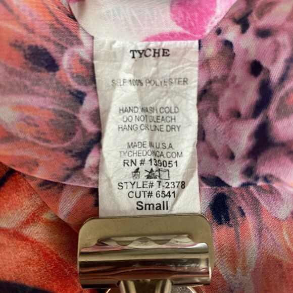 Tyche Blouse Womens Small Floral Pick Sleeveless Silky Top Flowy Sheer Tropical - Picture 4 of 10